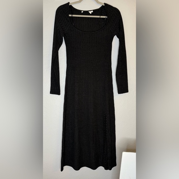 ASTR The Label Knit Midi Dress Black Long Sleeve Scoop Neck Slit NEW Size Small - Picture 10 of 11